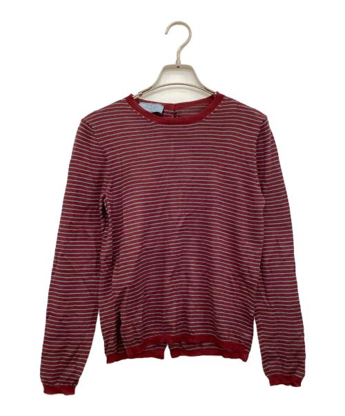 PRADA（プラダ）PRADA (プラダ) 薄手ニット レッド×ブルー サイズ:38の古着・服飾アイテム