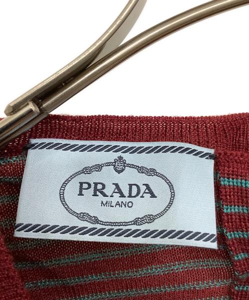 PRADA（プラダ）PRADA (プラダ) 薄手ニット レッド×ブルー サイズ:38の古着・服飾アイテム