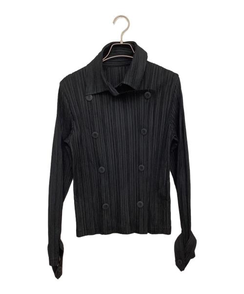 PLEATS PLEASE（プリーツプリーズ）PLEATS PLEASE (プリーツプリーズ) プリーツダブルジャケット ブラック サイズ:4の古着・服飾アイテム