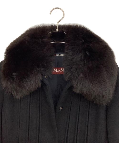 Max Mara Studio（マックスマーラ ストゥディオ）Max Mara Studio (マックスマーラ ストゥディオ) フォックスファーカラーコート ブラック サイズ:38の古着・服飾アイテム