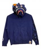 A BATHING APEアベイシングエイプ）の古着「SHARK FULL ZIP HOODIE」｜ネイビー