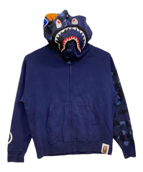 A BATHING APE（アベイシングエイプ）A BATHING APE (アベイシングエイプ) SHARK FULL ZIP HOODIE ネイビー サイズ:XLの古着・服飾アイテム