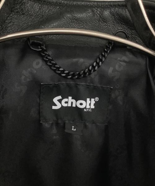 Schott（ショット）Schott (ショット) パデット シングルライダースジャケット ブラック サイズ:Lの古着・服飾アイテム