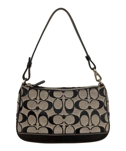 COACH（コーチ）COACH (コーチ) シグネチャー ハンドポーチ グレー×ブラックの古着・服飾アイテム