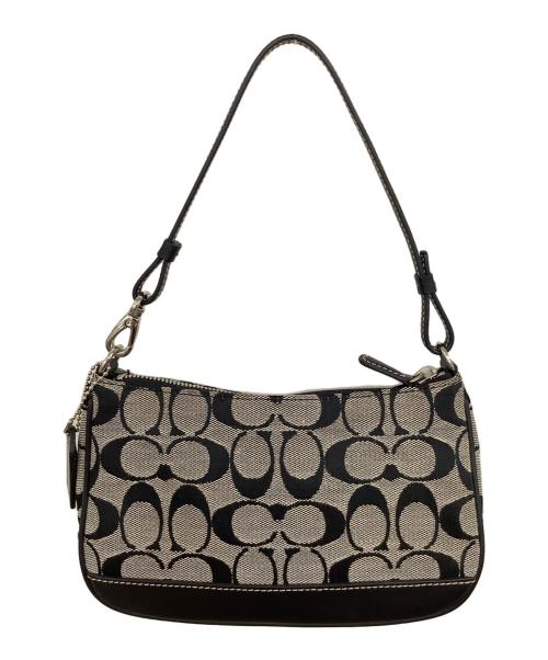 COACH（コーチ）COACH (コーチ) シグネチャー ハンドポーチ グレー×ブラックの古着・服飾アイテム