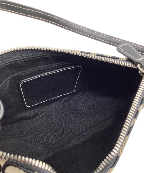 COACH（コーチ）COACH (コーチ) シグネチャー ハンドポーチ グレー×ブラックの古着・服飾アイテム