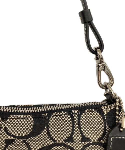 COACH（コーチ）COACH (コーチ) シグネチャー ハンドポーチ グレー×ブラックの古着・服飾アイテム
