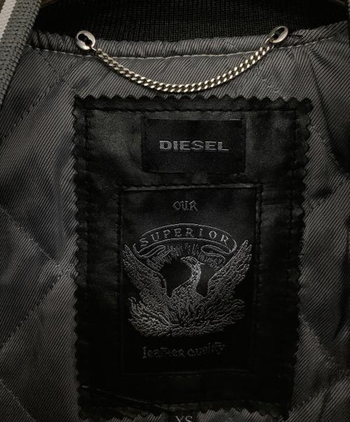 DIESEL（ディーゼル）DIESEL (ディーゼル) 袖レザースタジャン グレー サイズ:XSの古着・服飾アイテム