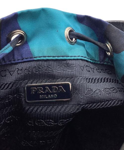 PRADA（プラダ）PRADA (プラダ) 巾着ショルダーバッグ ネイビーの古着・服飾アイテム