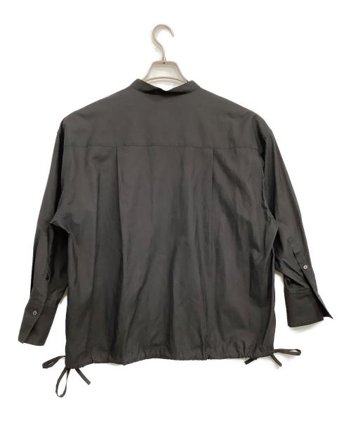Curensology（カレンソロジー）Curensology (カレンソロジー) コットンサテンブラウスバンドカラープルオーバーシャツ グレー サイズ:Fの古着・服飾アイテム