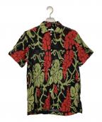 BODEボーディ）の古着「Vineyard Mesh Sleeve Shir」｜ブラック×グリーン