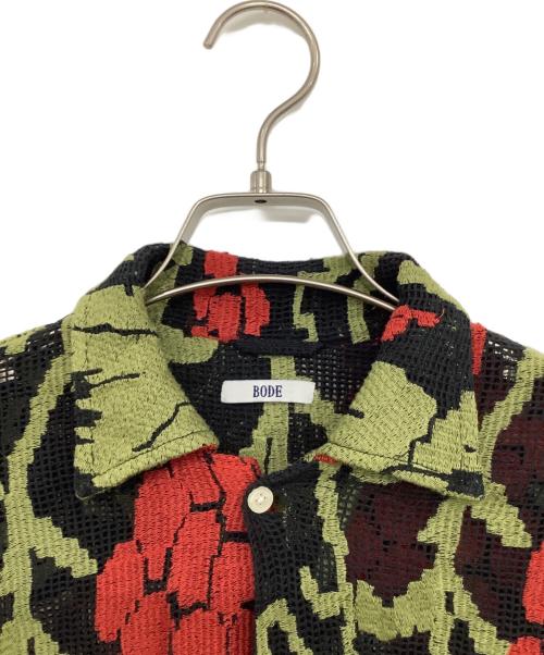 BODE（ボーディ）BODE (ボーディ) Vineyard Mesh Sleeve Shir ブラック×グリーン サイズ:S/Mの古着・服飾アイテム