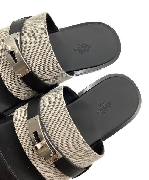 HERMES（エルメス）HERMES (エルメス) メイド サンダル ブラック×グレー サイズ:42の古着・服飾アイテム