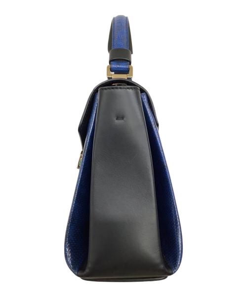 BVLGARI（ブルガリ）BVLGARI (ブルガリ) セルペンティヴァイパー トップハンドルバッグ ブラック×ブルーの古着・服飾アイテム