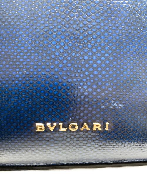 BVLGARI（ブルガリ）BVLGARI (ブルガリ) セルペンティヴァイパー トップハンドルバッグ ブラック×ブルーの古着・服飾アイテム