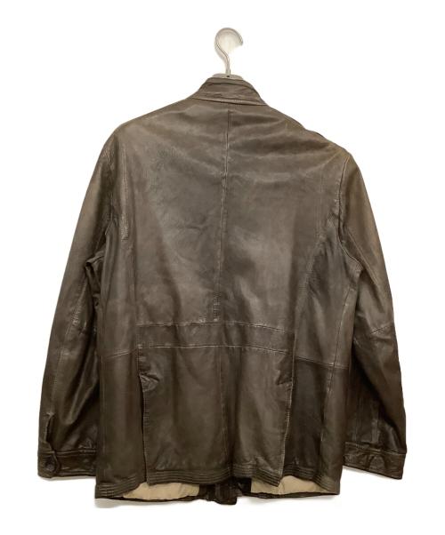 HUGO BOSS（ヒューゴ ボス）HUGO BOSS (ヒューゴ ボス) ラムレザージャケット ブラウン サイズ:50の古着・服飾アイテム