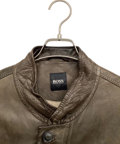 HUGO BOSS（ヒューゴ ボス）HUGO BOSS (ヒューゴ ボス) ラムレザージャケット ブラウン サイズ:50の古着・服飾アイテム