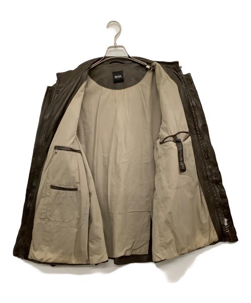 HUGO BOSS（ヒューゴ ボス）HUGO BOSS (ヒューゴ ボス) ラムレザージャケット ブラウン サイズ:50の古着・服飾アイテム