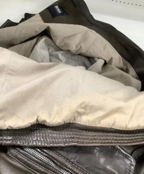 HUGO BOSS（ヒューゴ ボス）HUGO BOSS (ヒューゴ ボス) ラムレザージャケット ブラウン サイズ:50の古着・服飾アイテム