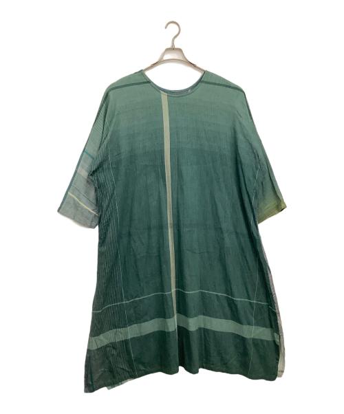 tamaki niime（タマキ ニイメ）tamaki niime (タマキ ニイメ) 長袖ワンピース グリーン×ホワイト サイズ:-の古着・服飾アイテム