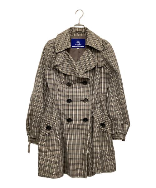BURBERRY BLUE LABEL（バーバリー ブルー レーベル）BURBERRY BLUE LABEL (バーバリー ブルー レーベル) トレンチコート グレー×ライトピンク サイズ:38の古着・服飾アイテム