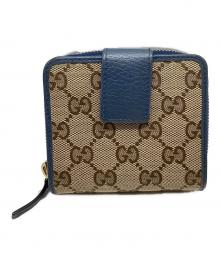 GUCCI（グッチ）の古着「コンパクトウォレット」｜ベージュ×ブルー