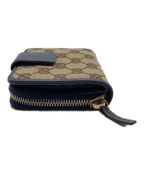 GUCCI（グッチ）GUCCI (グッチ) コンパクトウォレット ベージュ×ブルーの古着・服飾アイテム