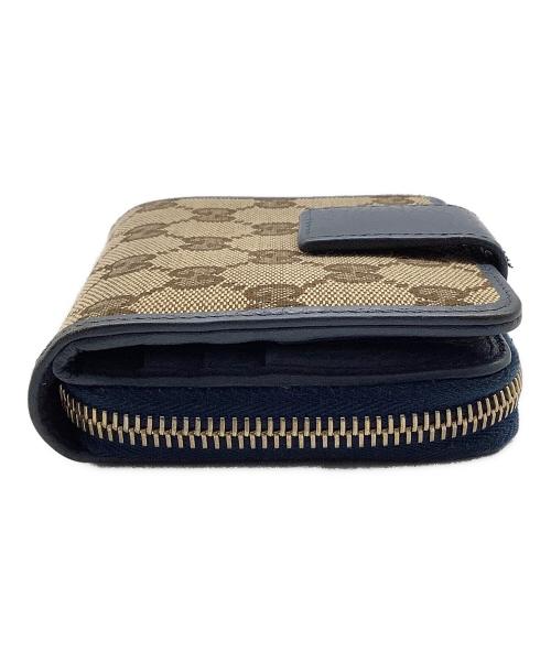 GUCCI（グッチ）GUCCI (グッチ) コンパクトウォレット ベージュ×ブルーの古着・服飾アイテム