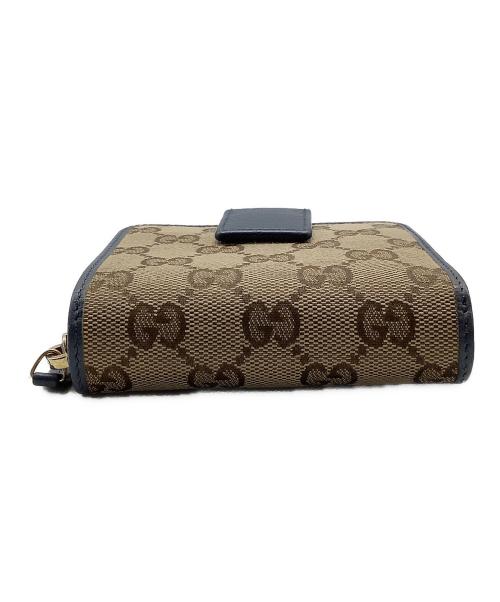 GUCCI（グッチ）GUCCI (グッチ) コンパクトウォレット ベージュ×ブルーの古着・服飾アイテム