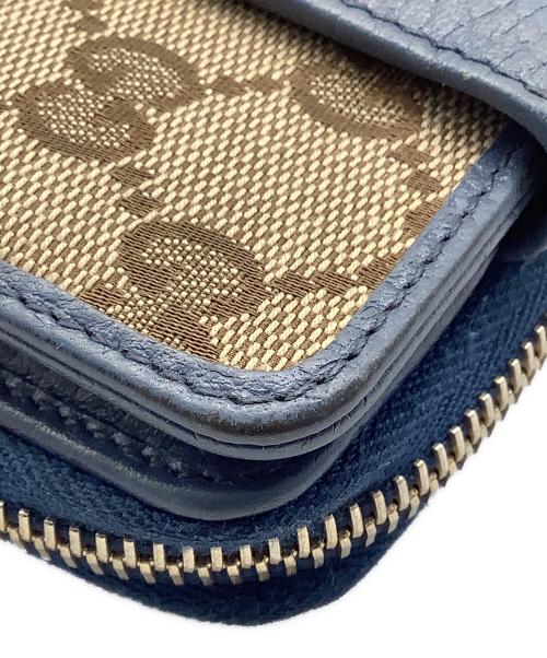 GUCCI（グッチ）GUCCI (グッチ) コンパクトウォレット ベージュ×ブルーの古着・服飾アイテム
