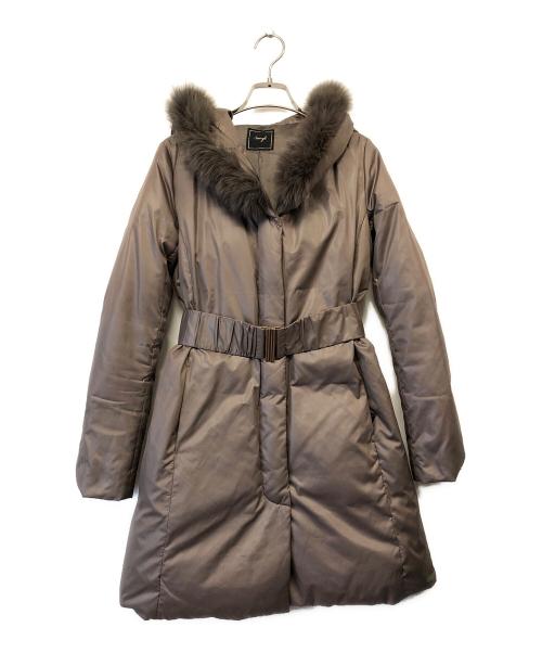 Swingle（スウィングル）Swingle (スウィングル) フォックスファーダウンコート ブラウン サイズ:SIZE 1の古着・服飾アイテム