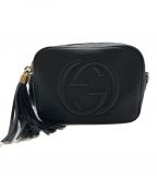 GUCCIグッチ）の古着「レザーショルダーバッグ」｜ブラック