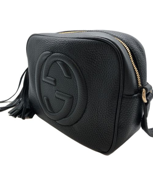 GUCCI（グッチ）GUCCI (グッチ) レザーショルダーバッグ ブラックの古着・服飾アイテム