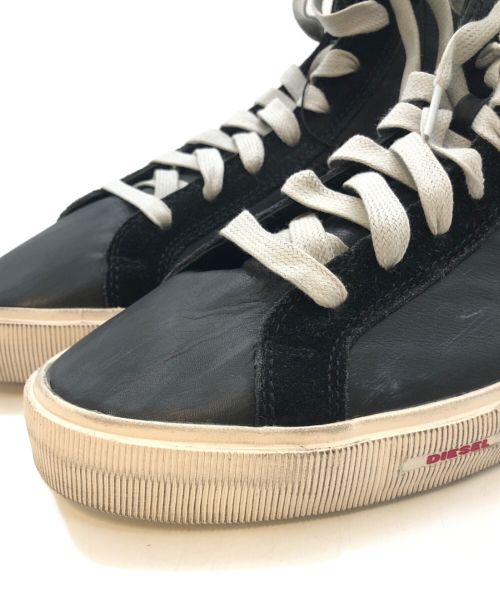 DIESEL（ディーゼル）DIESEL (ディーゼル) レザーハイカットスニーカー ブラック サイズ:SIZE 27cmの古着・服飾アイテム