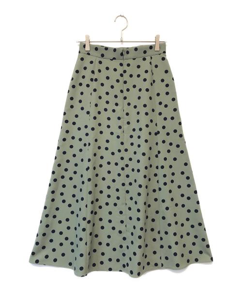 UNITED ARROWS（ユナイテッドアローズ）UNITED ARROWS (ユナイテッドアローズ) ドットセミフレアスカート グリーン×ブラック サイズ:SIZE 38の古着・服飾アイテム