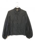 MUSEミューズ）の古着「コットンボイルギャザーブラウス」｜ブラック