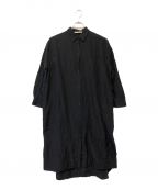 evam evaエヴァムエヴァ）の古着「リネンシルクシャツワンピース」｜ブラック