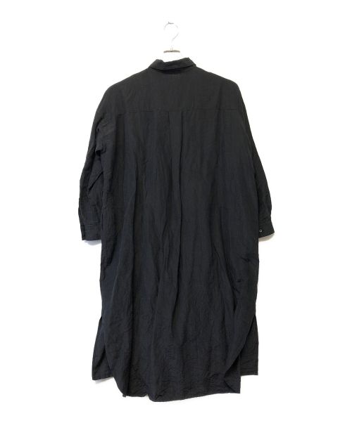 evam eva（エヴァムエヴァ）evam eva (エヴァムエヴァ) リネンシルクシャツワンピース ブラック サイズ:2の古着・服飾アイテム