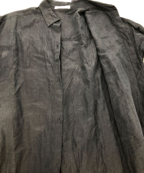 evam eva（エヴァムエヴァ）evam eva (エヴァムエヴァ) リネンシルクシャツワンピース ブラック サイズ:2の古着・服飾アイテム