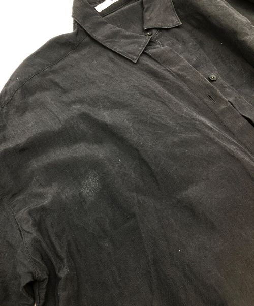 evam eva（エヴァムエヴァ）evam eva (エヴァムエヴァ) リネンシルクシャツワンピース ブラック サイズ:2の古着・服飾アイテム