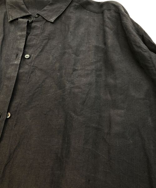 evam eva（エヴァムエヴァ）evam eva (エヴァムエヴァ) リネンシルクシャツワンピース ブラック サイズ:2の古着・服飾アイテム