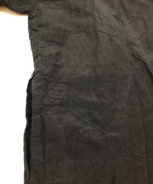 evam eva（エヴァムエヴァ）evam eva (エヴァムエヴァ) リネンシルクシャツワンピース ブラック サイズ:2の古着・服飾アイテム