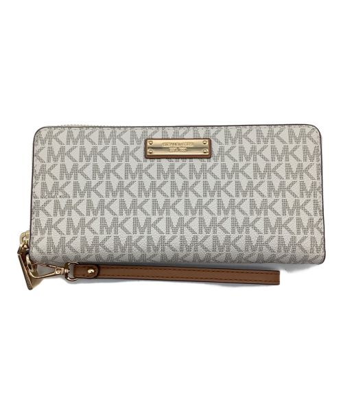 MICHAEL KORS（マイケル・コース）MICHAEL KORS (マイケルコース) ラウンドファスナー財布 アイボリーの古着・服飾アイテム