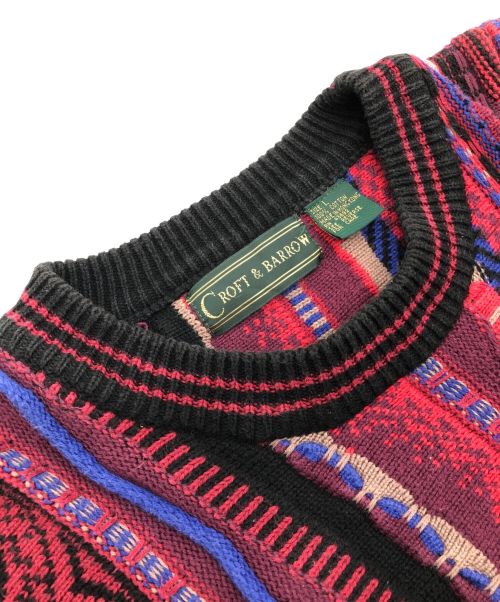 CROFT&BARROW（クロフトアンドバロー）CROFT&BARROW (クロフトアンドボロウ) 3Dニット レッド×ブラック サイズ:SIZE Lの古着・服飾アイテム