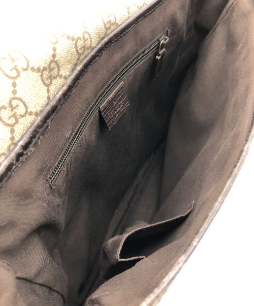 GUCCI（グッチ）GUCCI (グッチ) GG　メッセンジャーバッグ ダークブラウン×ベージュの古着・服飾アイテム