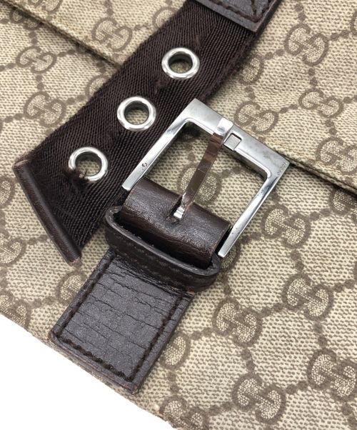 GUCCI（グッチ）GUCCI (グッチ) GG　メッセンジャーバッグ ダークブラウン×ベージュの古着・服飾アイテム