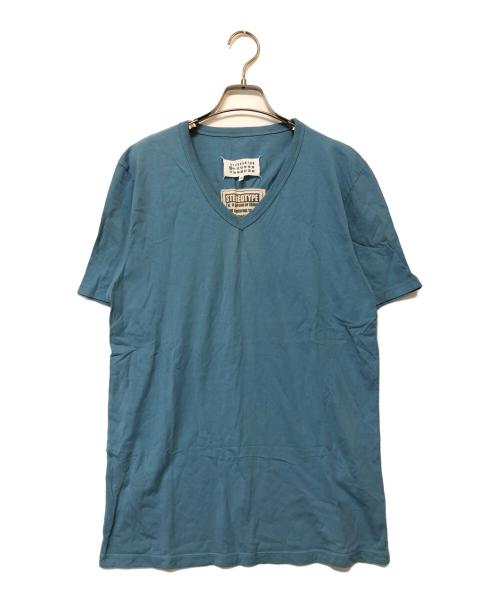 Maison Margiela（メゾンマルジェラ）Maison Margiela (メゾンマルジェラ) STEREO TYPE　Vネックカットソー ブルー サイズ:SIZE 48の古着・服飾アイテム