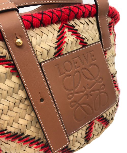 LOEWE（ロエベ）LOEWE (ロエベ) ラスティック キャリーオール レッド×ベージュの古着・服飾アイテム