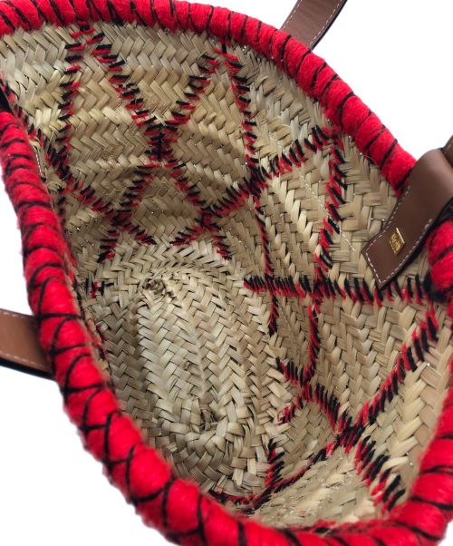 LOEWE（ロエベ）LOEWE (ロエベ) ラスティック キャリーオール レッド×ベージュの古着・服飾アイテム