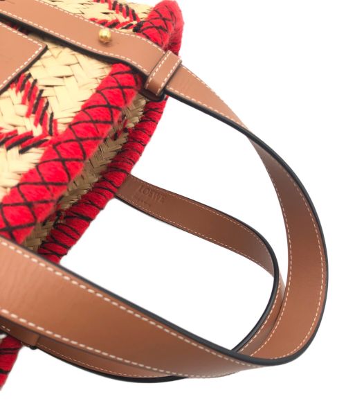 LOEWE（ロエベ）LOEWE (ロエベ) ラスティック キャリーオール レッド×ベージュの古着・服飾アイテム